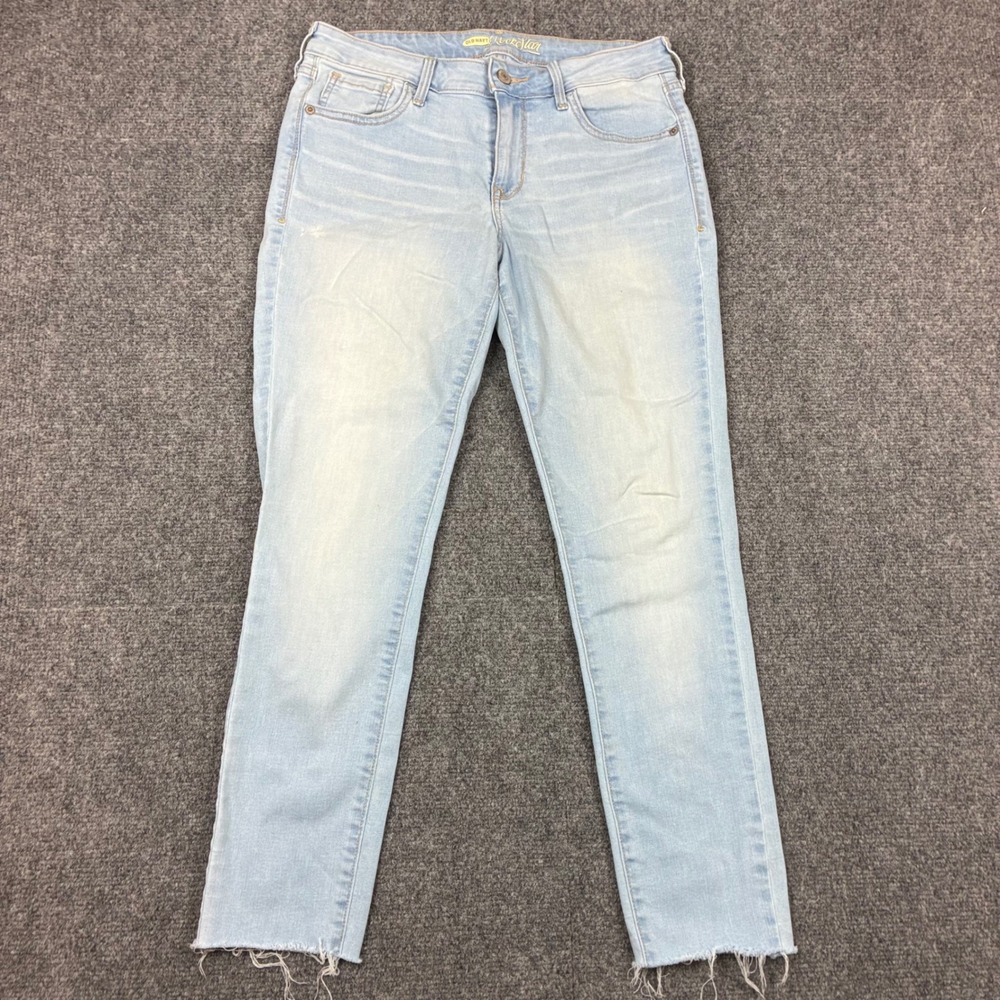 Old Navy The Rockstar Skinny Jeans Light Wash Frayed Hem Womens Size 6 Regular